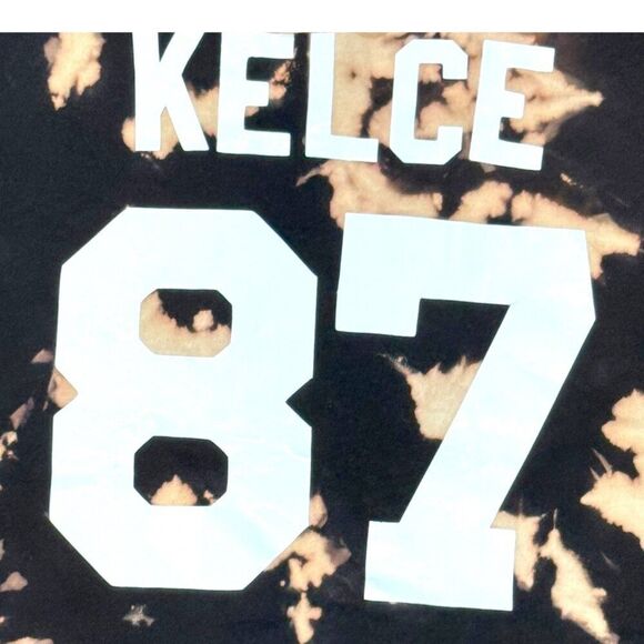 Kansas City Chiefs Kelce 87 Tie-Dye T-Shirt Black Graphic Tee Taylor Swift READ - Picture 4 of 5